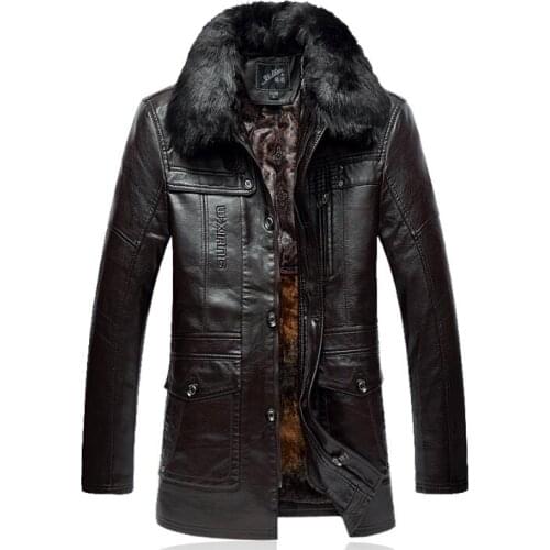 Winter plus velvet thicken removable fur collar leather jacket men jaqueta de couro masculino motoqueiro chaqueta mens coats