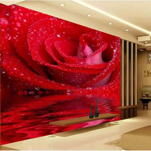 3D Customized Size Red Rose Wall Mural Modern Art Painting Mural Wallpaper for Living Room Photo Wall Paper