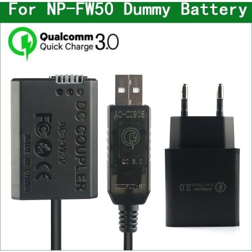 NP FW50 Dummy Battery AC-PW20 DC Coupler for Sony ILCE-3000 ILCE-5000 ILCE-5100 ILCE-6000 ILCE-6100 ILCE-6300 ILCE-6400 6500