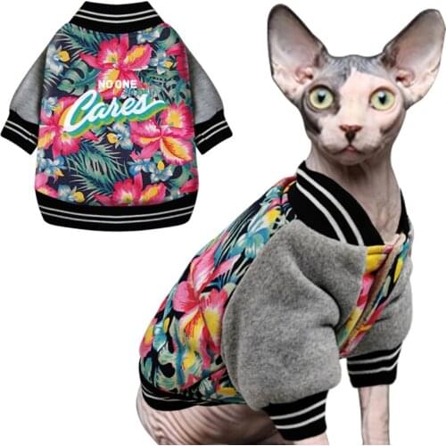 Clothes For Cats Winter Thicken Warm Pet Cat Dog Coat Jackets Cotton Kitten Kitty Clothing Flower Printed Cat Costumes Outfits