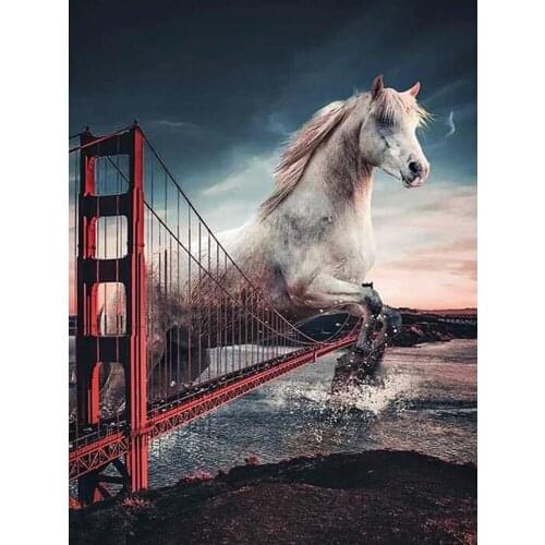 Full Square/Round 5D DIY Diamond Painting landscape Rhinestones Mosaic 3D Diamond Embroidery Animal horse home decoration FG1740