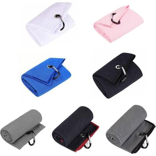 Golf Towel Microfiber Fabric Waffle Pattern Heavy Duty Clip Carabiner Accessories E5T8