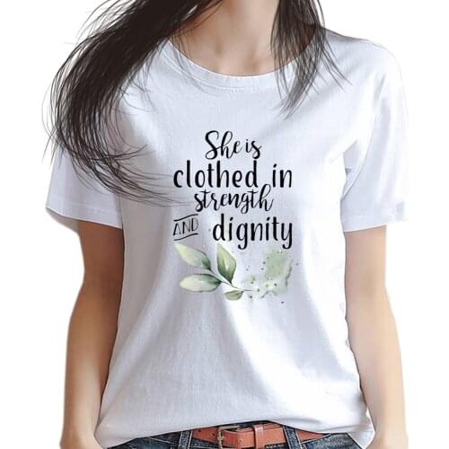 Proverbs 31 25 - She is clothed with Strength and Dignity - Women T Shirt Scripture Bible Quote Clothes Jesus Christian Gift