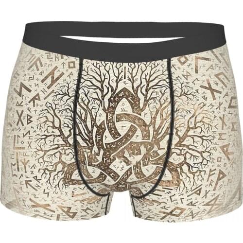 Vikings Ragnar Lothbrok Lagertha Rollo TV Series Tree Of With Triquetra And Futhark Underpants Breathbale Panties Man Underwear