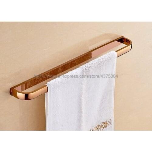 Rose Gold Color Brass Bathroom Accessories Wall Mounted Single Towel Bar Shower Towel Rack Rails Nba867