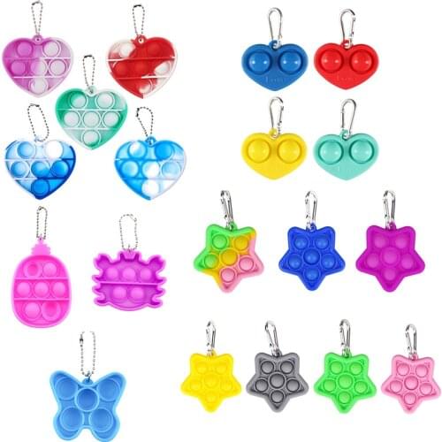 Silicone Bubble Round Shape Keychain Sensory Fidget Toys Autism Stress Reliever Anxiety Relief Funny Adult Child Toys