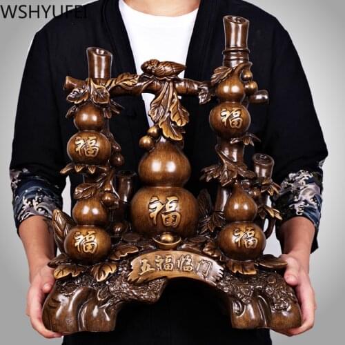 Chinese Style Fengshui Lucky Money Fu Gourd Resin Statue Desk Office Living Room Crafts Ornaments Housewarming Christmas Gifts