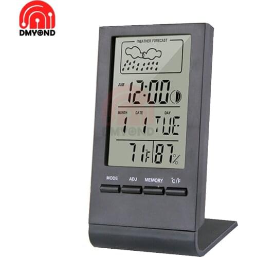 Thermometer Hygrometer Gauge Indicator Indoor/Outdoor Weather Station Automatic Electronic Temperature Humidity Monitor Clock