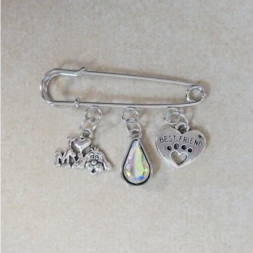 Unique brooch Best friend cute pet dog most loyal friend glass crystal sweater brooch woman gift