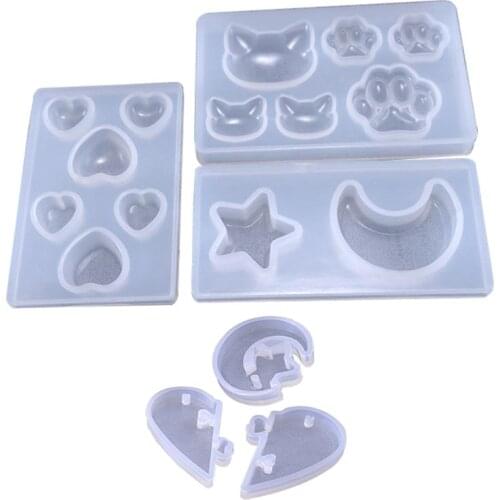 Star Moon/Cat Footprint/Love Heart Jewelry Silicone Mold for Polymer Clay, Crafting, Resin Epoxy, Pendant Earrings Making
