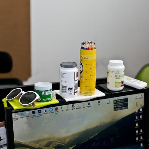 1pc Office Computer Screen Storage Rack Clip Table Desk Accessories Organizer for Cosmetics Shelf Home Office Organizer