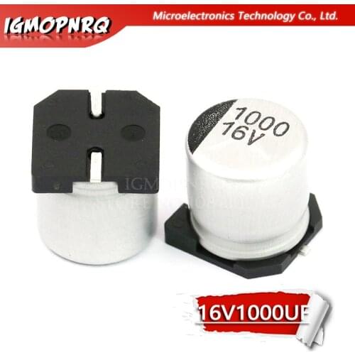 10PCS Electrolytic capacitor 16v1000uf 10*10mm SMD aluminum electrolytic capacitor 1000uf 16v
