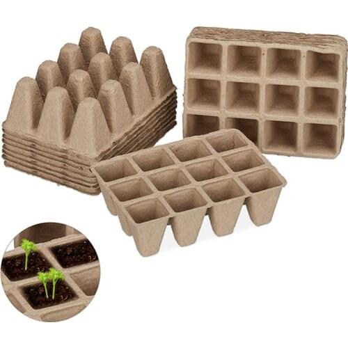 17Pcs 12 Compartments Seed Starter Tray Biodegradable Peat Pots Seedling Germination Trays Organic Plant Seed Starter Tray Kit