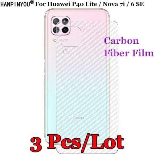 3 Pcs/Lot For Huawei P40 lite / nova 7i / 6 SE 3D Non-slip Clear Carbon Fiber Back Film Screen Protector Sticker (Not Glass)