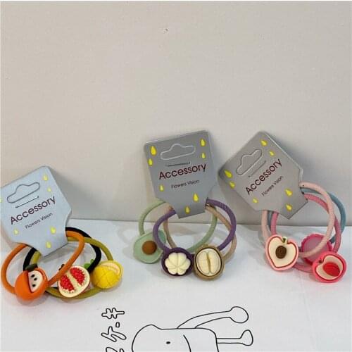 3PC NEW Cute Summer Fruit Season Cartoon Children Hair Small Hair Circle Hair Accessories Pineapple Apple Color Baby Hair Rope