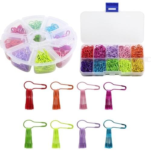 500pcs/box Mixed Color Safety Pins Calabash Gourd Shape Safety Pin Markers Pins Craft Sewing Knitting Stitch Holder Accessories