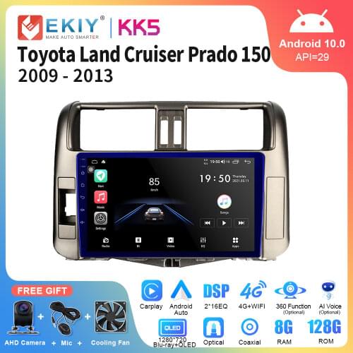 EKIY 8 Core 4G Android 10 Car Multimedia For Toyota Land Cruiser Prado 150 2010-2013 Autoradio Stereo Navigation Carplay Player