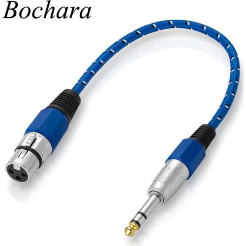 Bochara 30cm Nylon Braided 6.5mm Stereo Male to XLR Female Converter Audio Cable Shielded For Microphone Mixer