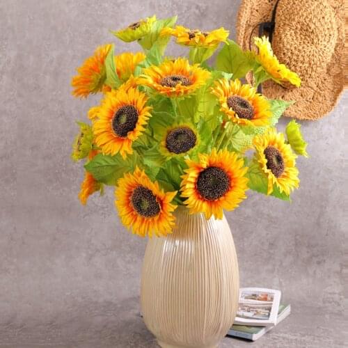 80cm Sunflower Bouquet High Quality Artificial Flower Branch For Home Garden Office Party Table Window Decor Vase Arrangment
