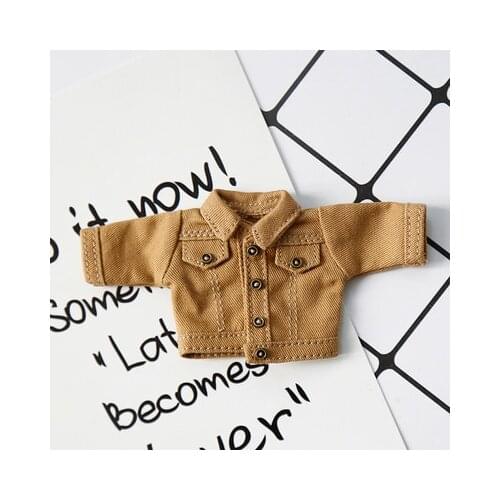 OB11 doll dress size fashion denim button-up jacket versatile jacket top shirt yellow blue pink men and women