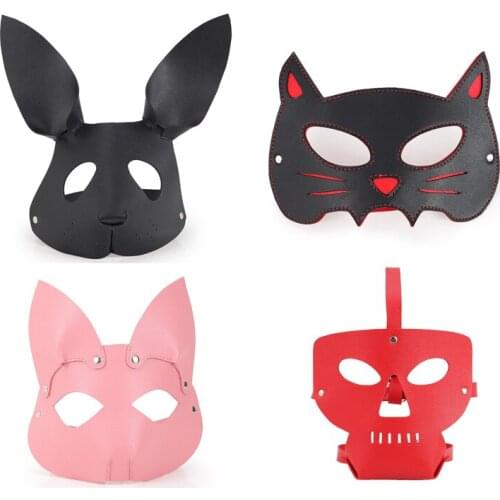 Rabbit ears Headgear Eye mask leather Bondage Restraint role play couple game SM Exotic Accessories Tool Slave sex toy