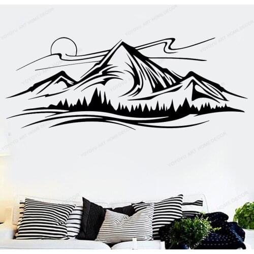 Mountain Landscape Wall Stickers For Living Room Home Bedroom Wall Decals Decoration Removable Mural HD128