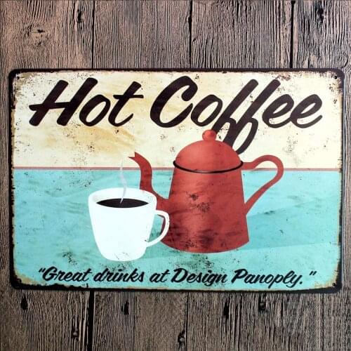 Hot Coffee Novelty Parking Retro Metal Tin Sign Plaque Poster Wall Decor Art Shabby Chic Gift