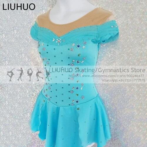 Figure Skating Dress Girls Competition Costumes Quality Crystals Child Sleeveless Performance Wear Rhythmic Leotard Wholesale