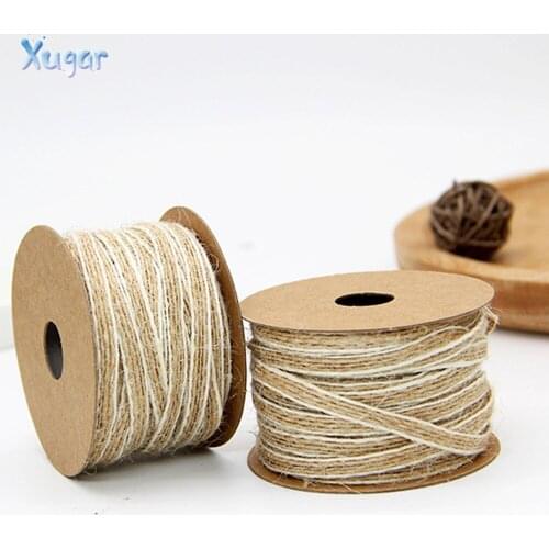 Xugar 50mm 10M/lot Fish Silk Hemp Ribbon White Line Tape Roll Vintage Rustic Wedding Decoration For Handmade DIY Gift Wrapping