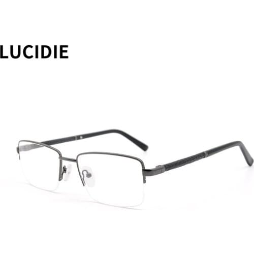 LUCIDIE 2021 Square Glasses Frame Men Brand Designer Metal Optical Eyeglasses Male Fashion Retro Clear Lens Half-Frame Glasses