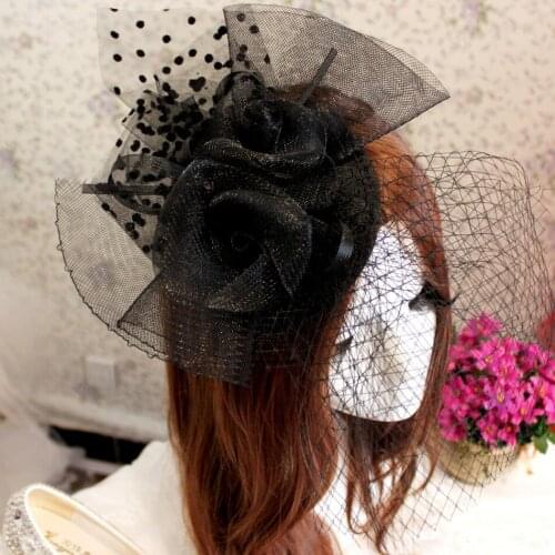 Fashion Style Black Hard Net Yarn Hair Ornaments Star with the Hat Type Hairpin