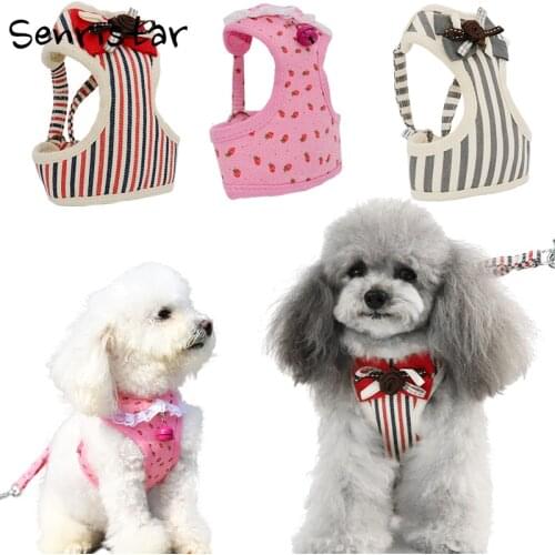 Soft Mesh Dog Harness Leash Set for Small Medium Dogs Bell Cute Lace Cat Puppy Pet Vest Chihuahua Yorkie Teddy Chest Harness
