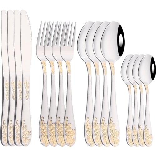 Gold Plated Tableware Cutlery Set Luxury Flatware Set Stainless Steel Knife Fork Spoon Royal Western Dinnerware Silverware Set
