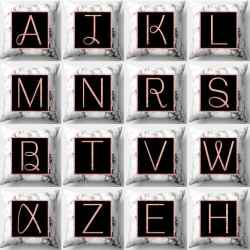 26 Letters Marble Pillowcase Sofa Cushion Cover Home Decoration 45x45cm