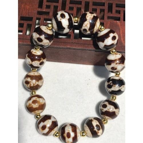 No.210127B2 Energy Tibetan old Agate Honestly 3 Eye dZi Bead Bracelet Amulet LKbrother Saurces