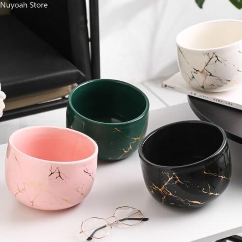 Nordic Creative Storage Tank Household Living Room Mini Trash Can Ceramic Marble Storage Bin Bathroom Decoration Accessories