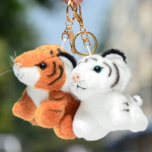 New cute12cm plush simulation tiger Keychain stuffed soft fashion bag decoration Pendant good quality christmas festival gift