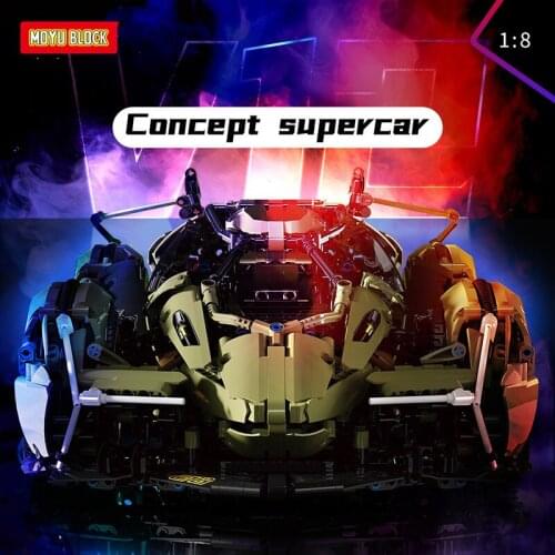 New High-Tech Series Lambo Sports Car Electric Remote Control Green Bull Concept V12 Building Block Bricks Kids Toys Gifts