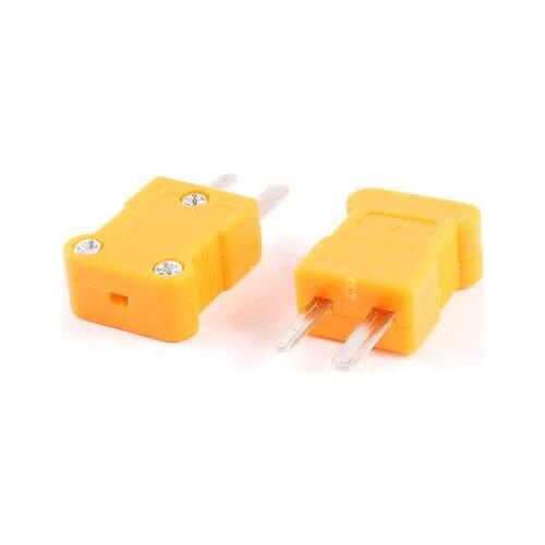 Pair Orange Plastic Casing K Type Connecting Thermocouple Plug