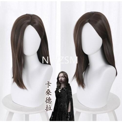 Game Village Cassandra Wig Cosplay Vampire Madams Daugther Village Cosplay Headwear Long Chocolate Wig Free Wig Cap