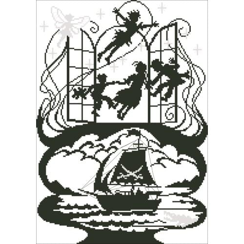Peter Pan Bothy Threads Fairy tales cross stitch kit black 18ct 14ct canvas stitches embroider DIY handmade needlework plus