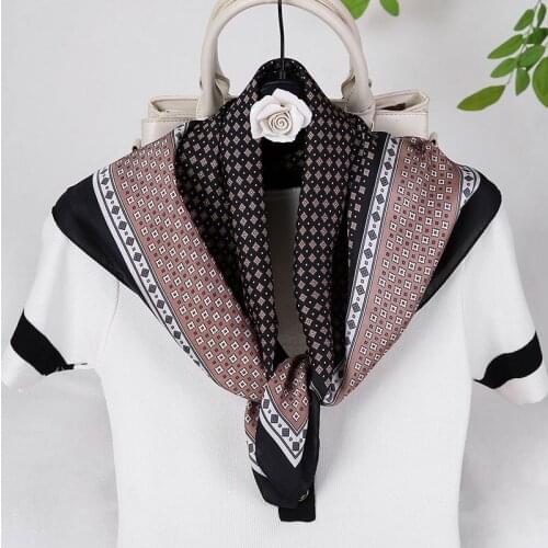 2021 Fashion Silk Hair Scarf Square Women Neck Wraps Office Lady Foulard Neckerchief Tie Floral Head Scarves Bandana Shawls