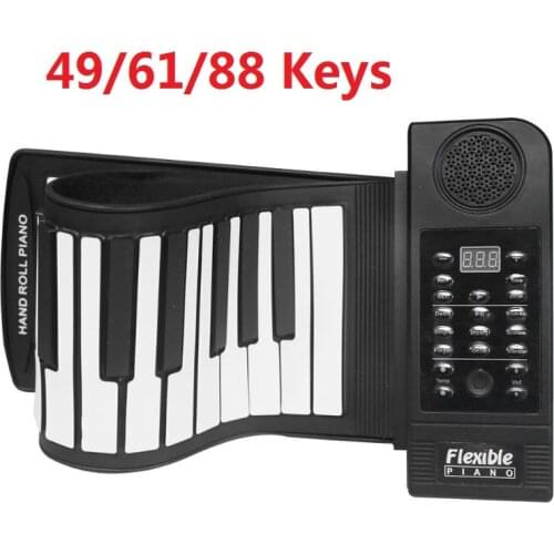 Portable Piano Flexible Digital Roll Up Piano Keyboard Silicone Folding Electronic Keyboard Built-in Speaker Early Learning Educ