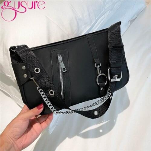 Gusure Casual Women Underarm Shoulder Bags Ladies Chain PU Leather Small Handbags and Purse Female Luxury Armpit Crossbody Bags