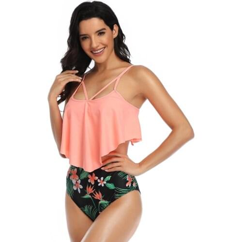 Bikini Split swimsuit sexy high elasticity durable one-piece swimsuit multicolor printed ruffled bikini cover belly swimsuit