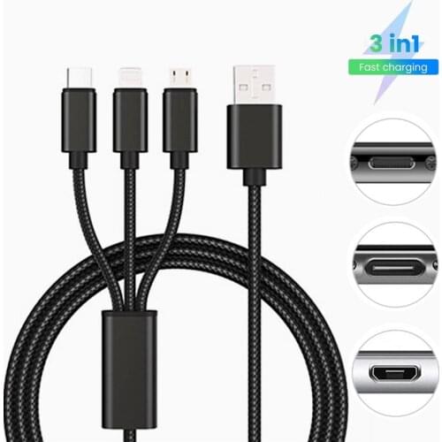 Liser Multicolor Data Cable Fast Charging Cable 3 In1 Anti-Breaking Phone Accessories Suitable For Regular Mobile Phones