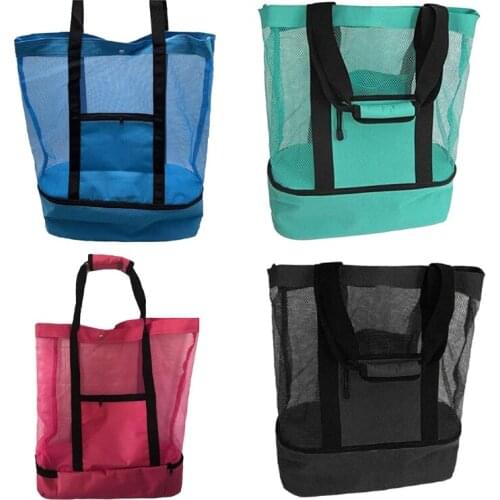 Mesh Refrigerator Compartment Ladies Picnic Bag Oversized Zipper Closed Beach Tote Bag Large Capacity Holiday Beach Park