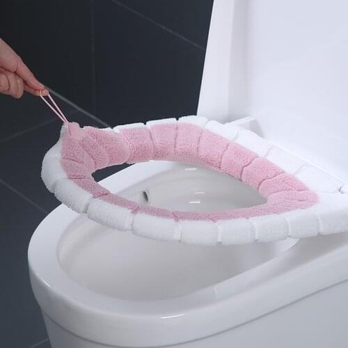 Bathroom Toilet Seat with Handle Closestool Washable Soft Winter Warmer Mat Pad Cushion O-shape Toilet seat Bidet Covers
