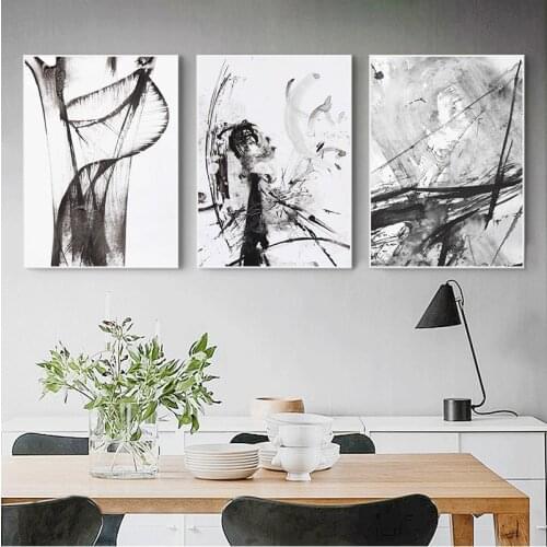 Modern Abstract Chinese Ink Splash Canvas A4 Art Print Wall Picture Painting No Frame Vintage Retro Living Room Decor