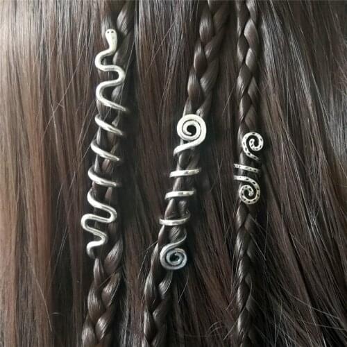 Viking Spiral Charms Beads for Hair Braids for Beard Hair Beads Jewelry Vintage Women Girl Hairpin Hair Clips Accessories